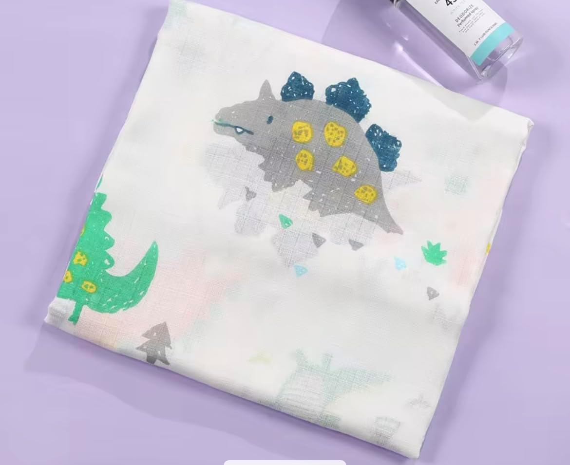 Muslin Swaddle Blanket Baby,100% Premium Qualitycotton Receiving Blanket Soft Light Weight Swaddle Blanket for Unisex Newborn Wrap 110X120Cm 2Pack (Assorted) (Marigold and Elephant)