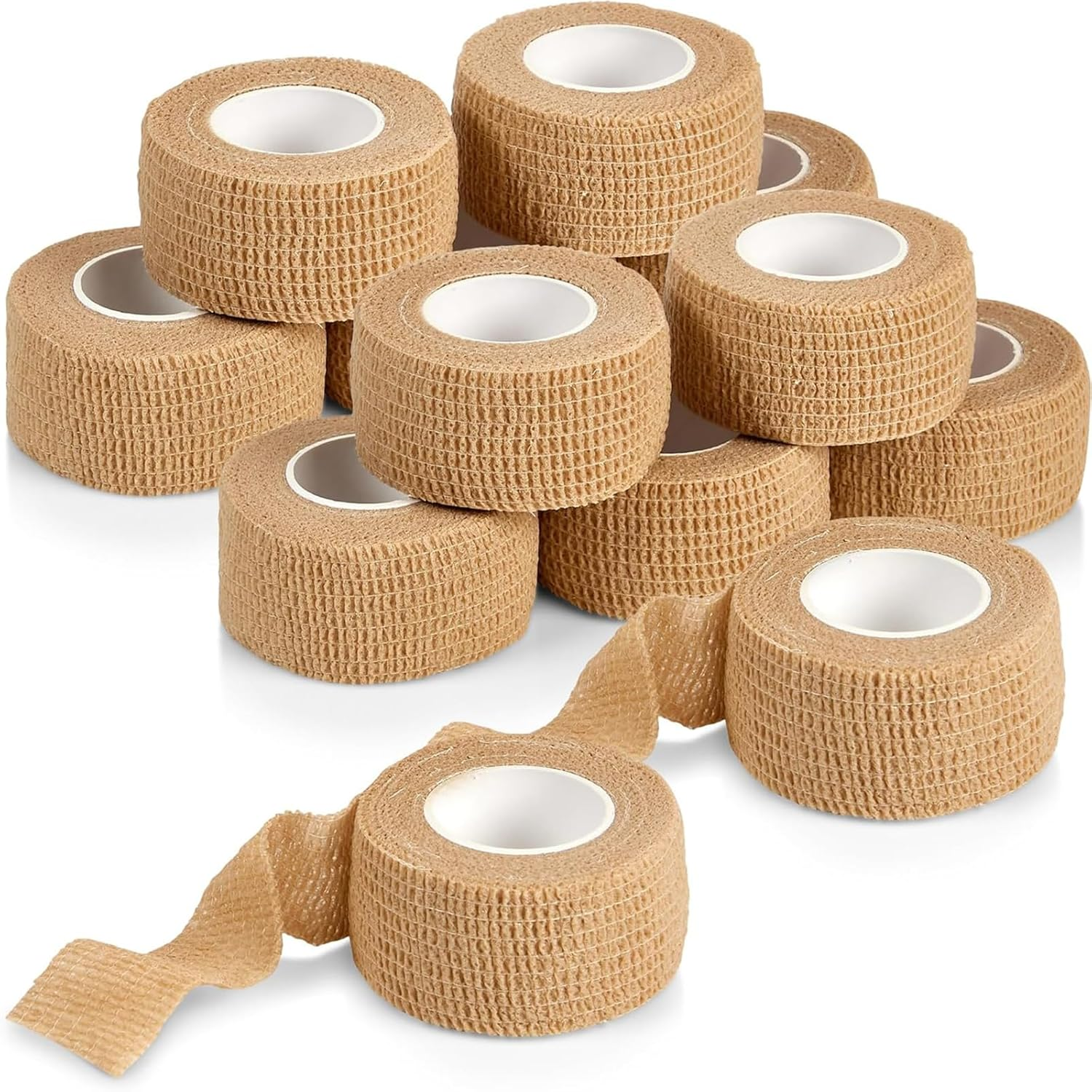 12 Rolls Self Adherent Wrap Tape, 1'' X 5Yards Medical Cohesive Bandages Flexible Stretch Breathable Wrap Rolls, Athletic Strong Elastic First Aid Tape for Sprain Swelling Sports image number 5