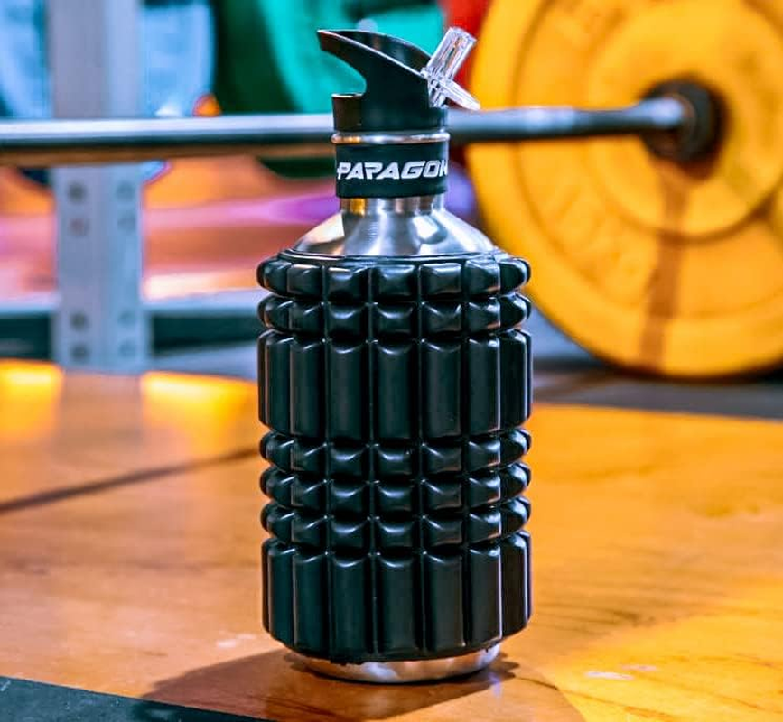 Foam Roller Water Bottle 1.2L / 40Oz Stainless Steel with Drinking Straw by Paragon Active image number 1