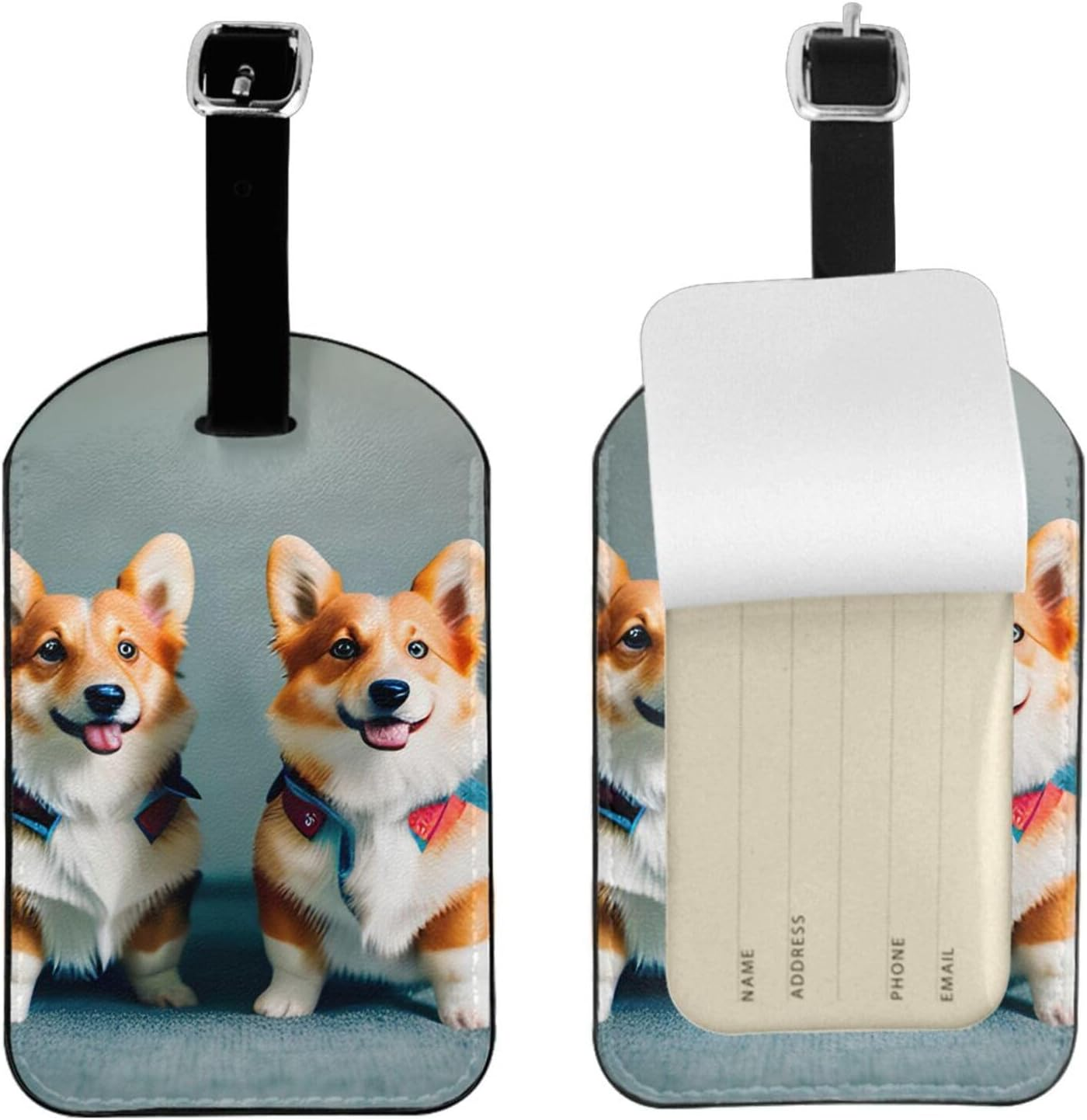 Wearing Clothes Cute Corgi Dogs Print Elegant Tag Stylish Tag Luggage Tag 4.3 X 2.76 Inch for Suitcases Travel Bags image number 2