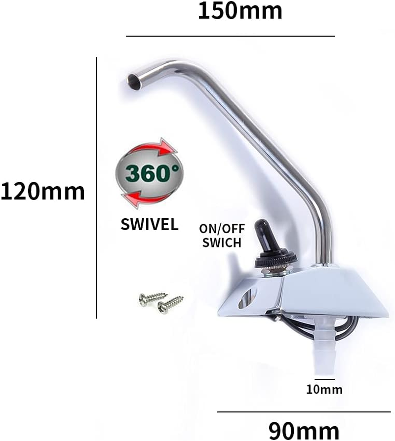 12V Pressure Diaphragm Pump with 360&deg; Spin Faucet/Tap and Pressure Switch for Boat/Caravan Motorhome,1.1Gpm 35 PSI on Demand Water Pump image number 3