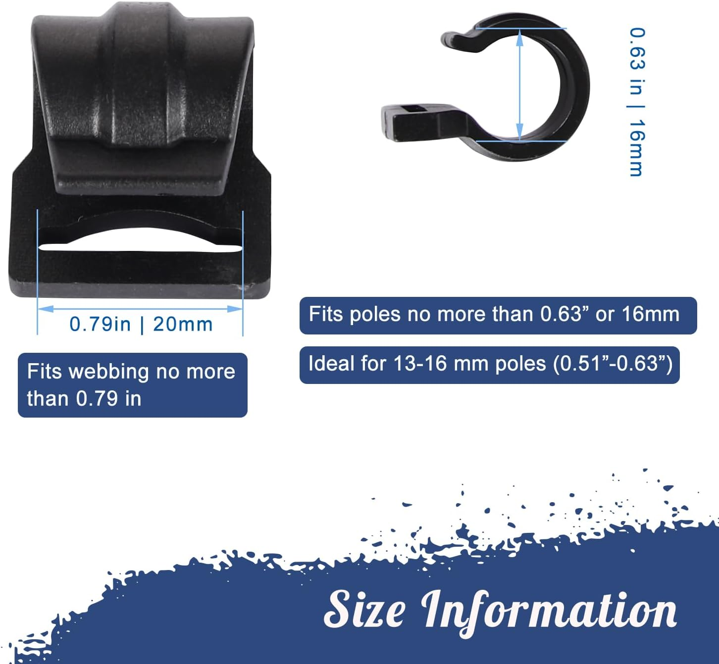 Tent Pole Clips - 20 Pack Fits 13-16Mm Poles image number 4