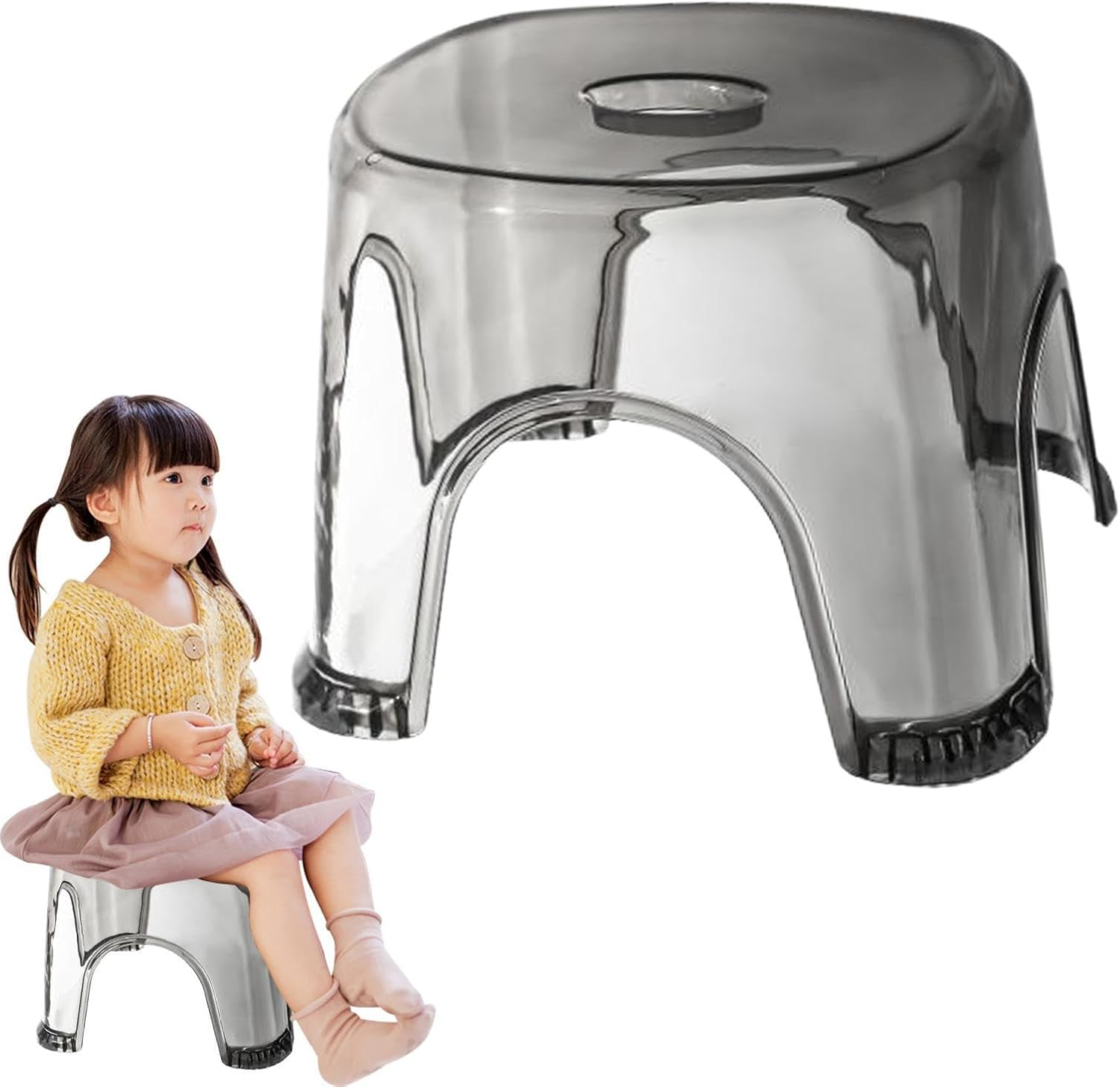 Clear Shower Foot Stool - Waterproof Transparent Stool Non-Slip,Clear Seat, Shower Corner, Corner Bench for Bathroom Bedside Small Spaces