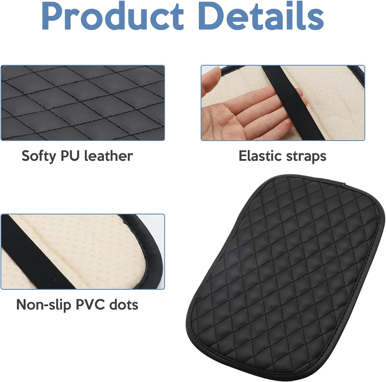 Center Console Cover Worthplanet PU Leather Universal Central Console Armrest Box Cover Waterproof Center Console Pad Protector Fit for Most Vehicle SUV Truck Car W120001 image number 4