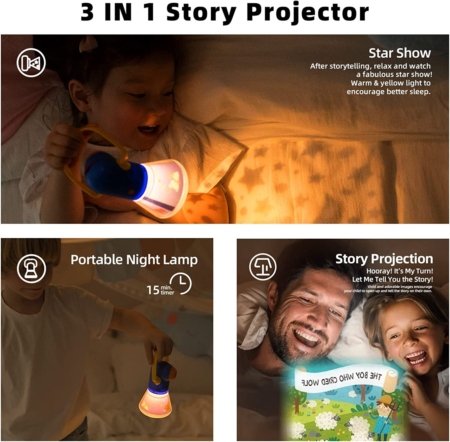 Mideer Light Projector Storybook with 12Pcs Story Reels for Age 3-5