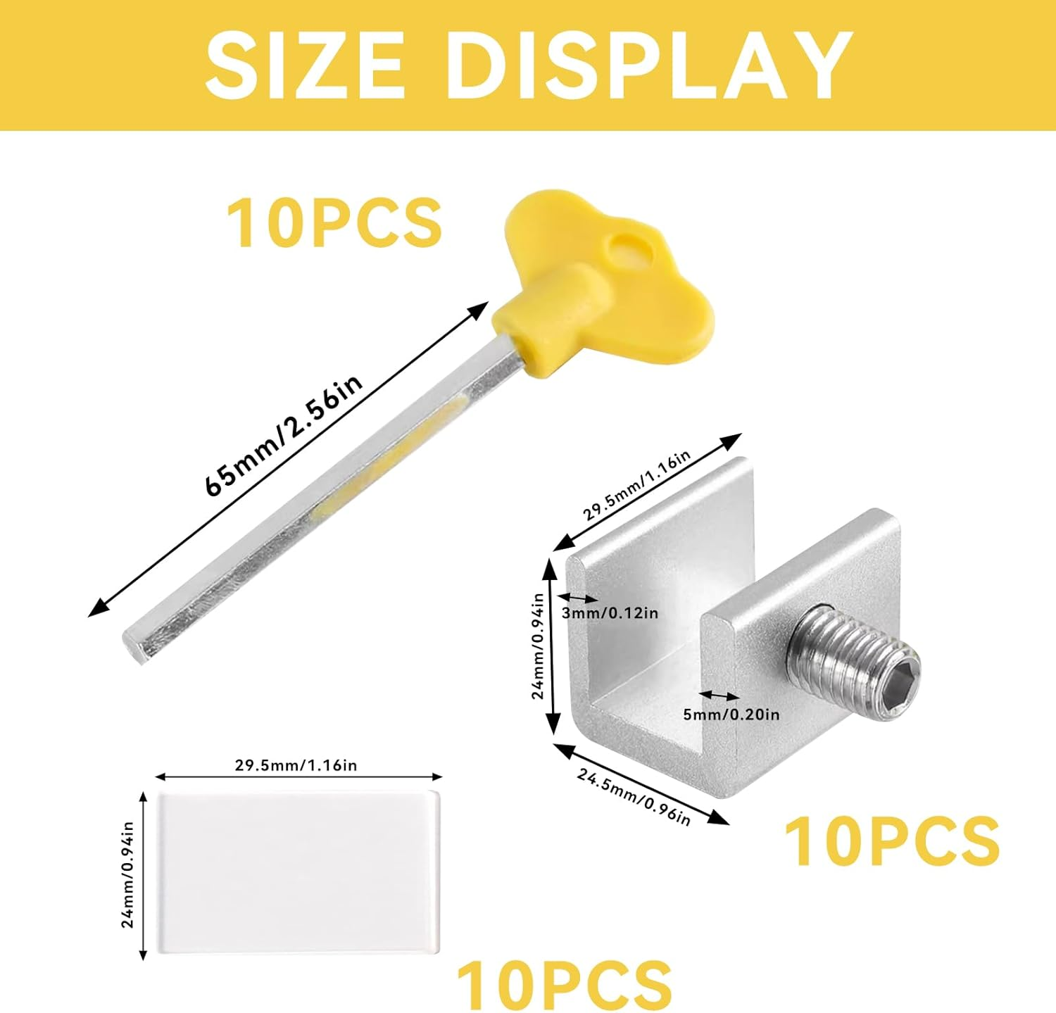 10 Pcs Sliding Window Locks with Key, Adjustable Security Locks for Vertical or Horizontal Windows and Doors, Childproof Aluminum Safety Lock for Home and Office Use image number 1