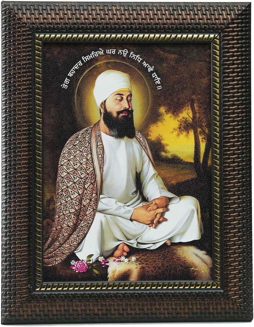 All Sikh God Picture Wall Frame (5 X 7 Inches) Guru Gobind Singh Ji Photo with Frame Nanak Dev Baba Deep Singhji Photo Frame Wall Hanging Tabletop Sikh God Photo Frame Hanging Visakhi Diwali Gift image number 2