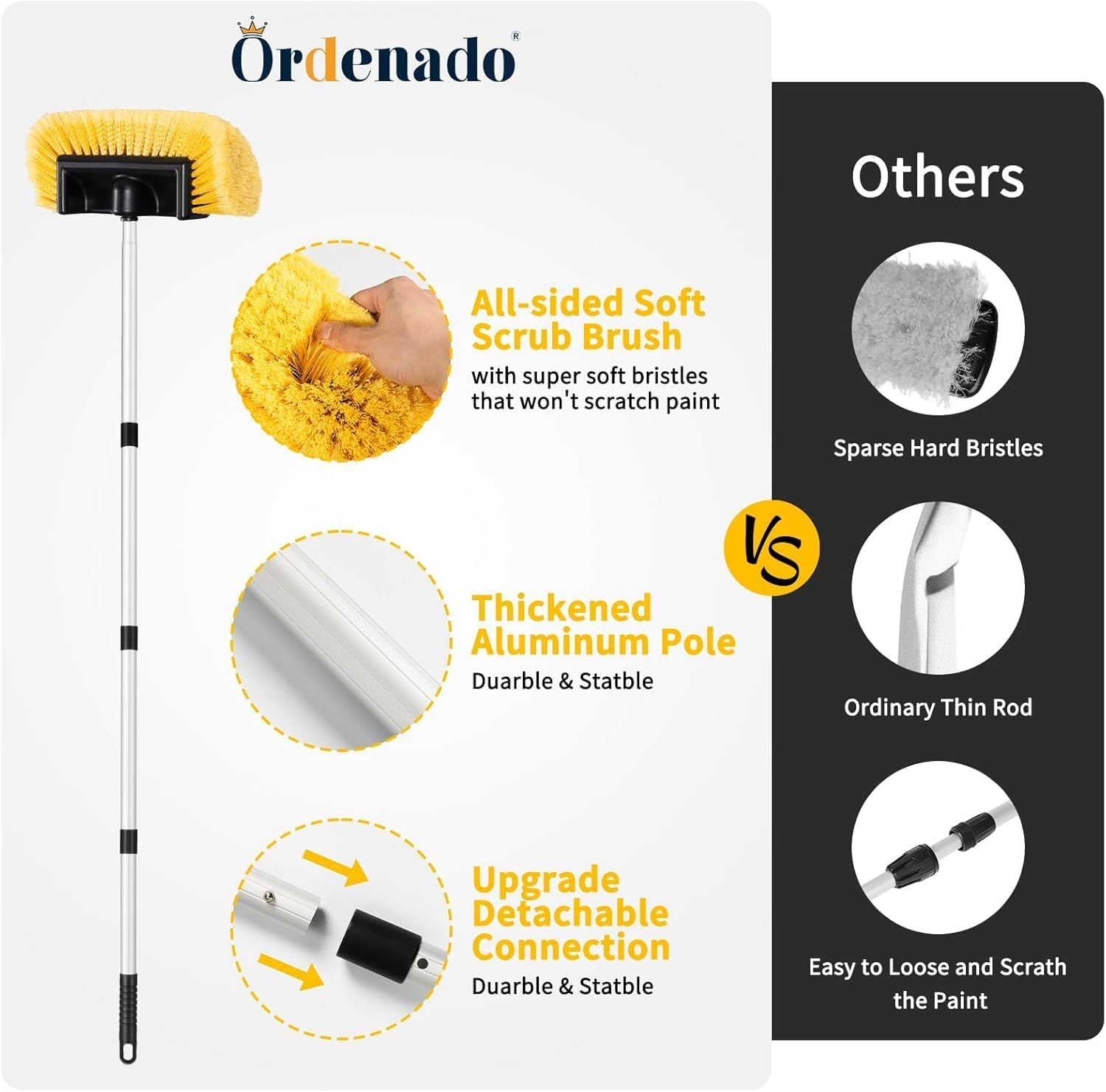 Car Wash Brush with Telescopic Handle, 52-157 Cm, Soft Bristle, No-Scratch for Cars, Trucks, Boats image number 5