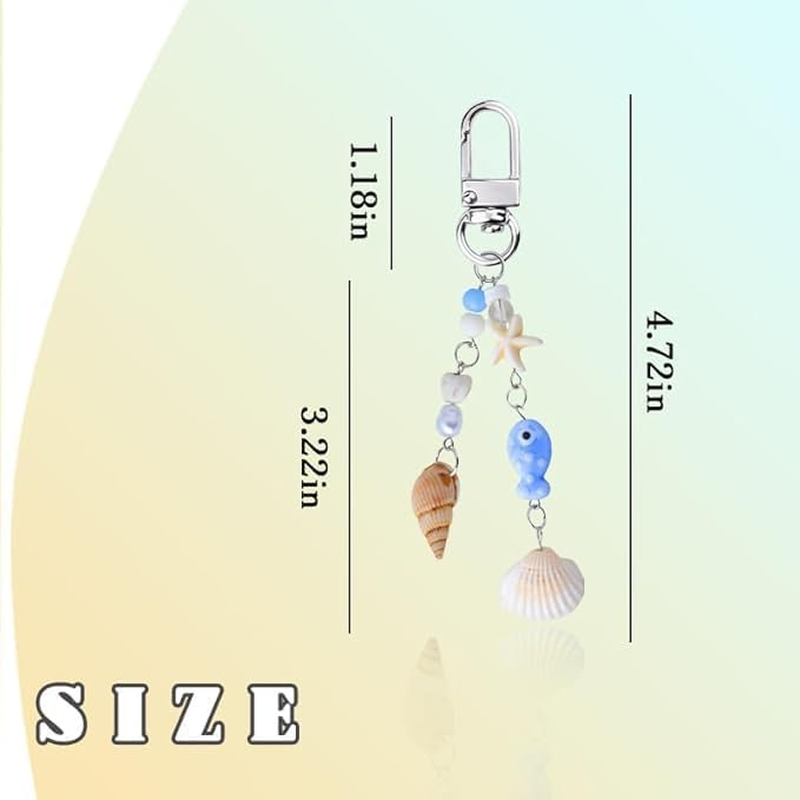 Fokmuaex 2Pcs Ocean Theme Keychains Set - Seashell & Starfish Charms for Beach Bags, Purses & Phones, Cute Accessories for Girls & Women image number 6