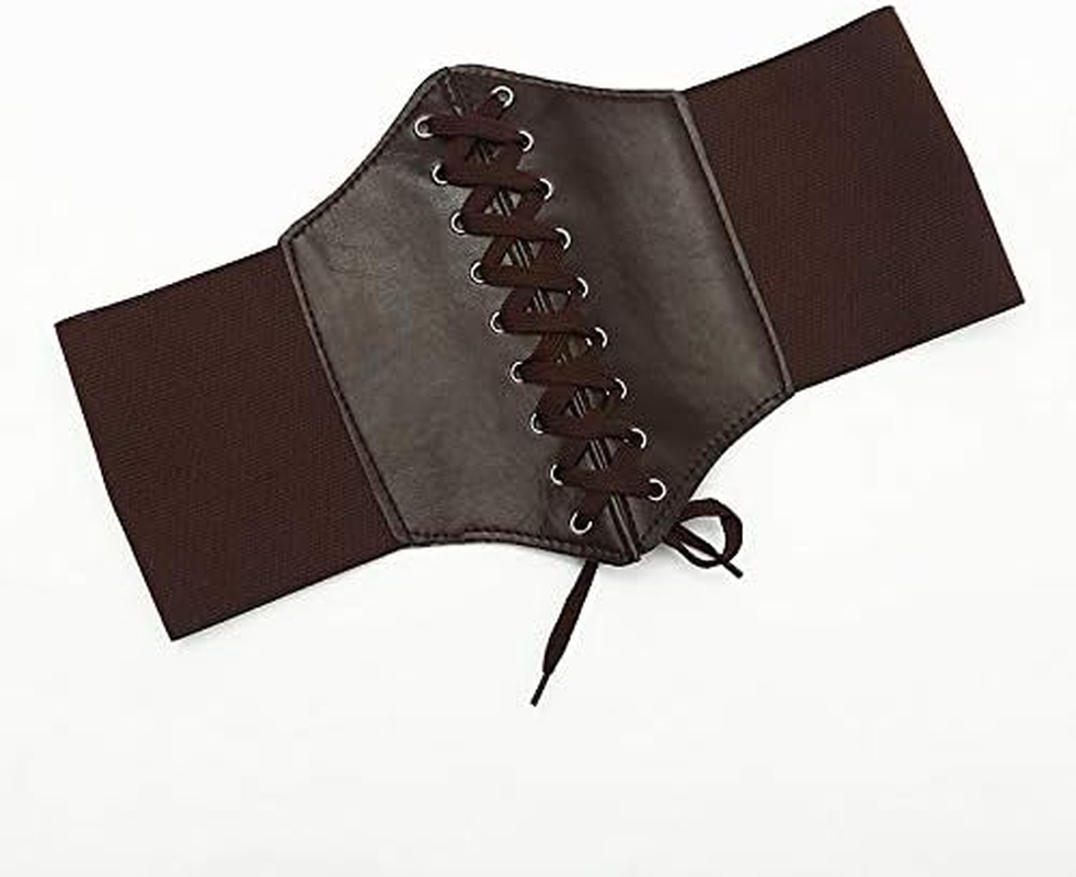 HIGHROCK Women'S Waist Cincher Belts, Slimming Body Shaper Belts Wide Band Elastic Tied Waspie Belt PU Leather Soft - White image number 6