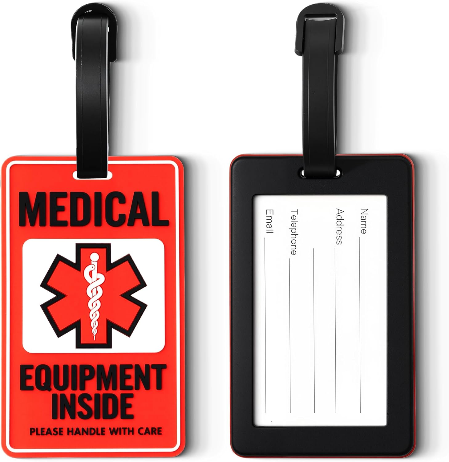 Medical Equipment Luggage Tag for CPAP/BIPAP Red 1Pk Multi Functional Medical Device Luggage Medical ID Alert Tag for Carry on & Supply Bag Travel Supplies Bag Tag image number 4