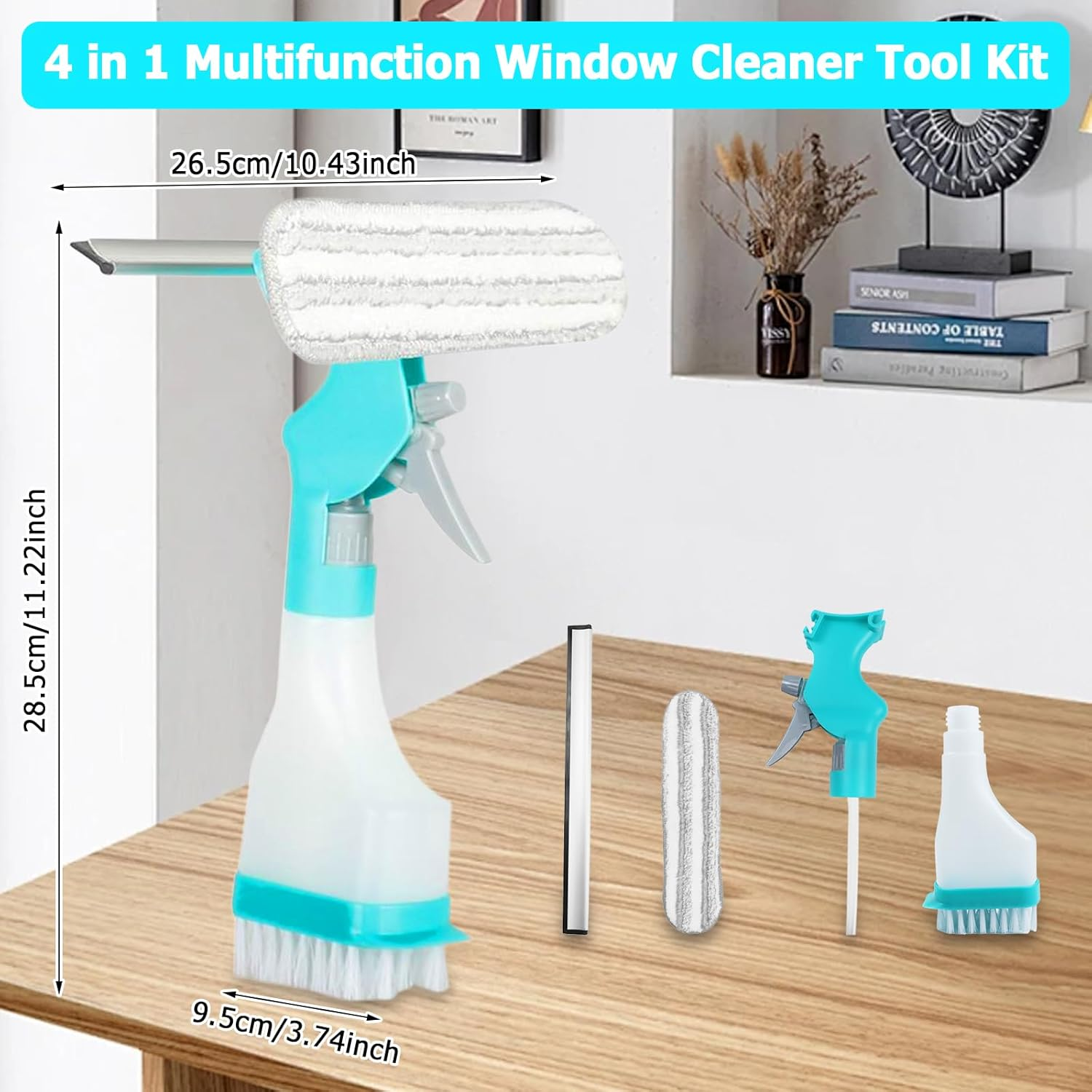 PIWOSGOL Window Cleaner with Spray Bottle, 4 in 1, Removable Window Cleaner, Double Sided Window Cleaning Set, Spray Wiper, Wiper with Spray Function, for Windows, Mirrors, Tiles, Car image number 1