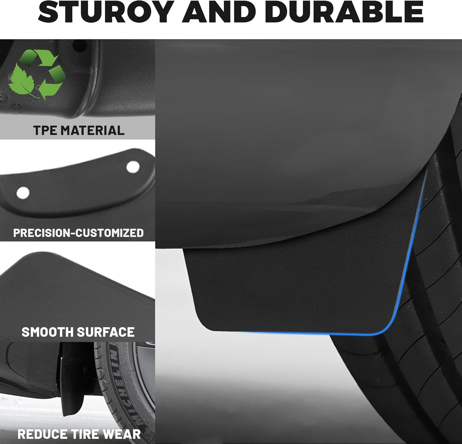 Mud Flaps for 2024 Tesla Model 3 Highland, 4 Pieces Car Splash Guards Mudguards for Front & Rear, No Drilling Required Mud Guard Accessories for Model 3, Car Fender Kits Easy Installation image number 3