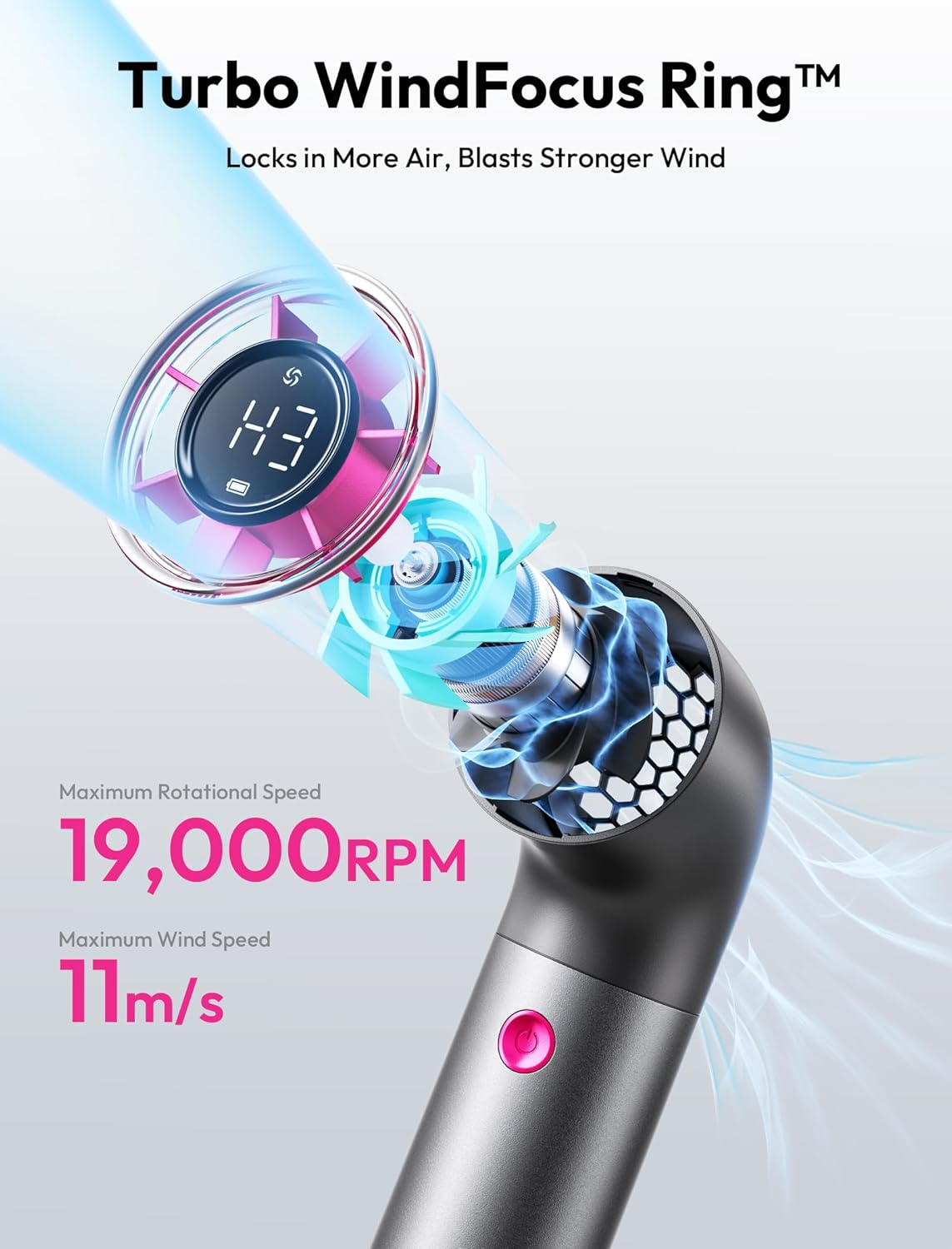 Aecooly Portable Handheld Fan, Powerful Turbo Mini Fan, 19000 RPM High Speed Aero Ultra, 15H Max Cooling Time, 7 Gears Aluminum Case, Pocket Personal Small Gifts for Women Travel Essentials - Grey image number 6