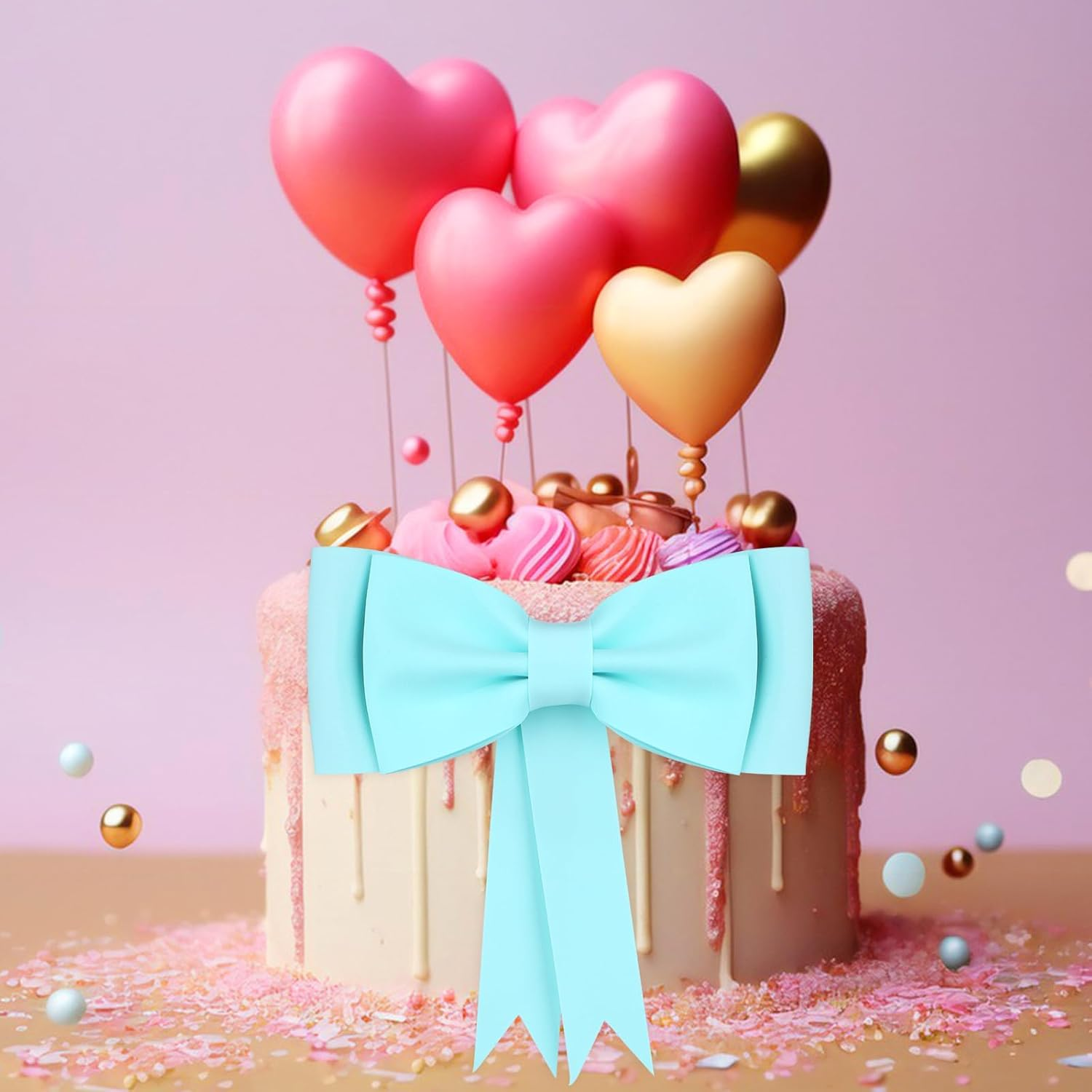 Bow Cake Topper, Oversized Blue Bow Birthday Cake Toppers Bow Cake Decoration Princess Cake Topper Wedding Cake Toppers Cake Decorating Kit for Girl Birthday Wedding Party Cake Decorations Supplies image number 6