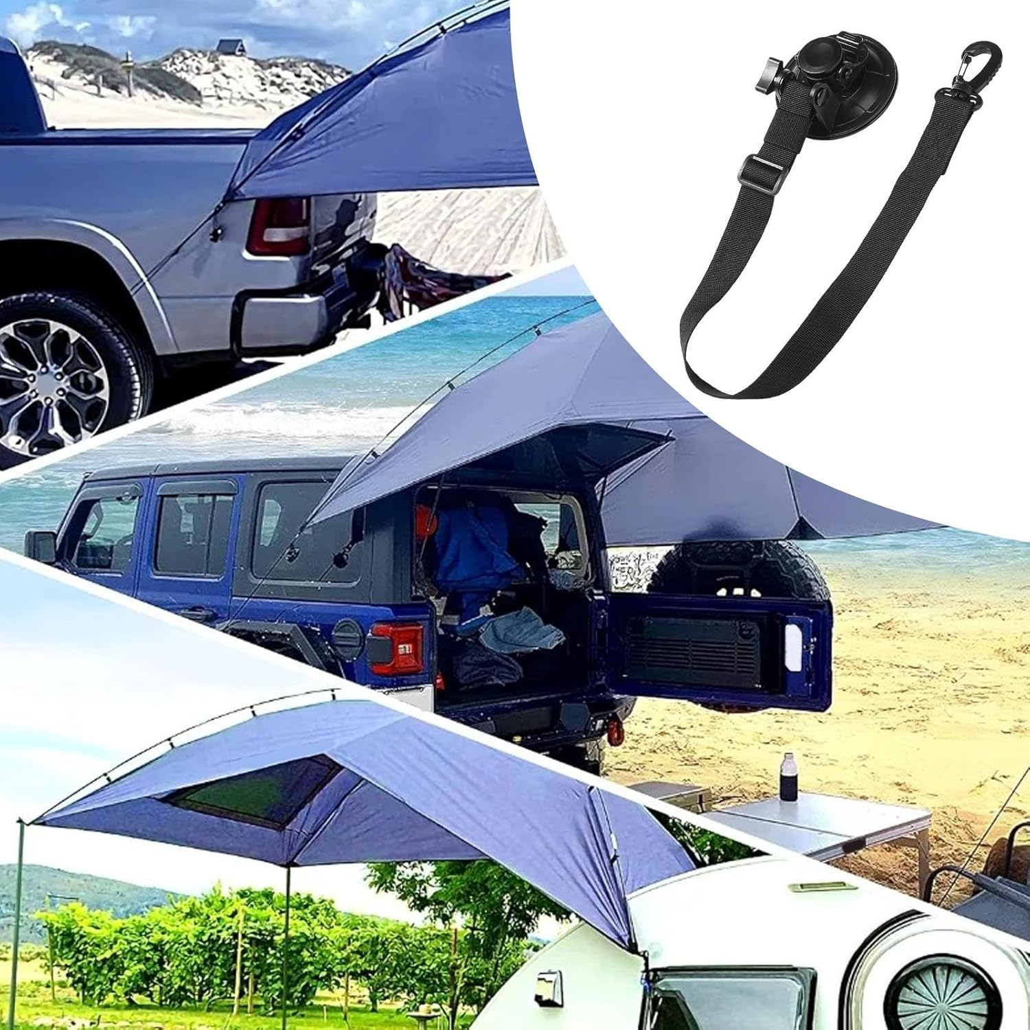 Qkbuza Suction Cup Hooks, Heavy Duty Awning Suction Cups, Removable Awning Accessories, Powerful Tent Attachment for Rv, Boat, Truck image number 2