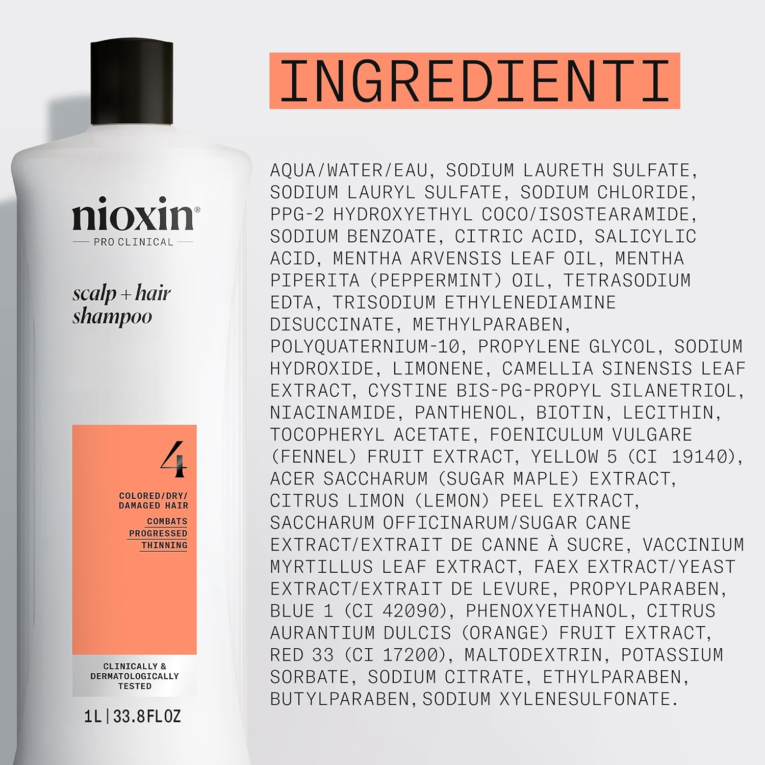 Nioxin System 4 Scalp plus Hair Thickening Shampoo for Damaged Hair with Progressed Thinning, 1000 Ml image number 4