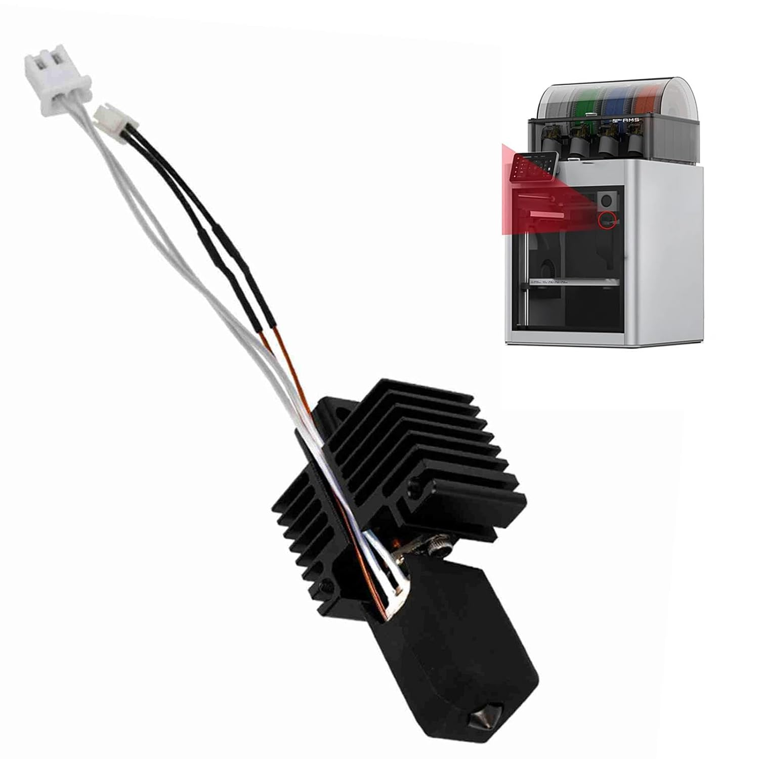 Upgrade Hotend Kit for Lab 3D Printer, 0.2MM Removable Hardened Steel Nozzle Extruder Hot End with Cooling Fan, Heating Block and Nozzle for Lab 3D Printer image number 5