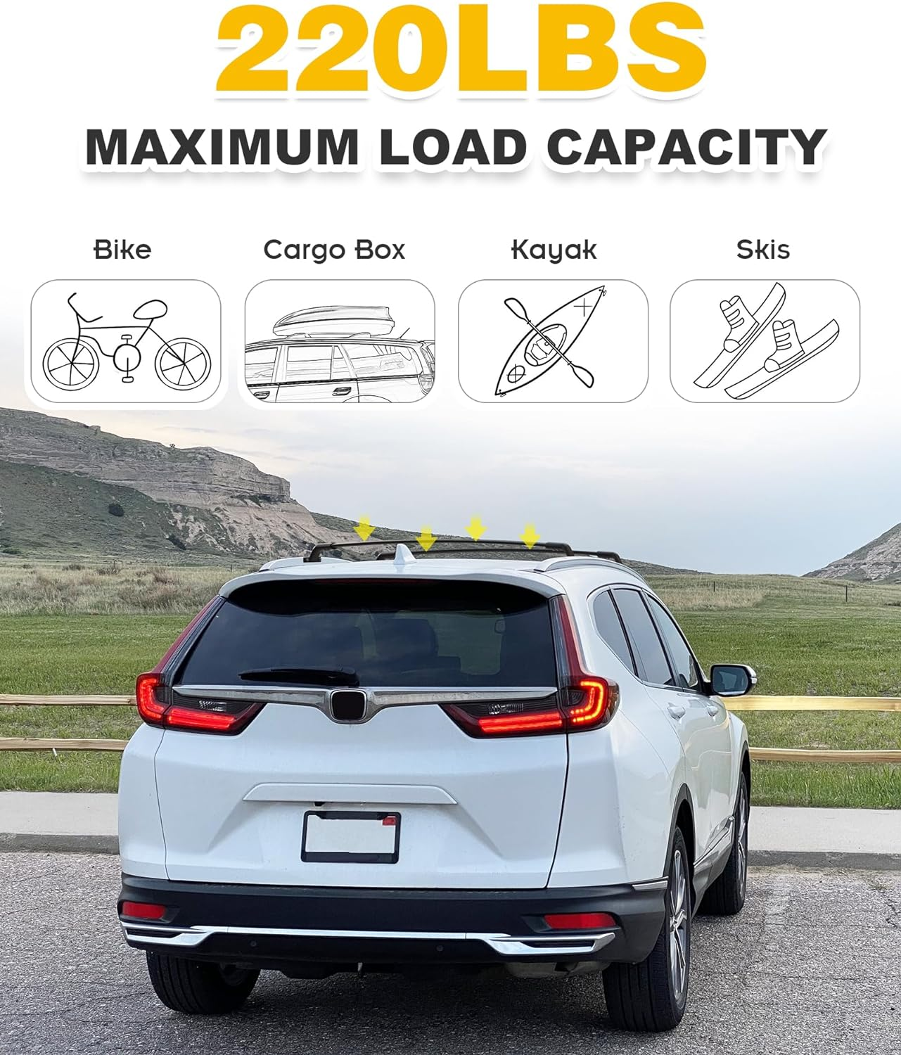 220Lbs Cross Bar Roof Rack Fit for Honda CR-V CRV 2017-2022 with Flush ROOF Rails Cargo Bar Carrier Crossbar Rooftop Accessories, EZCRV1722C1157 image number 5