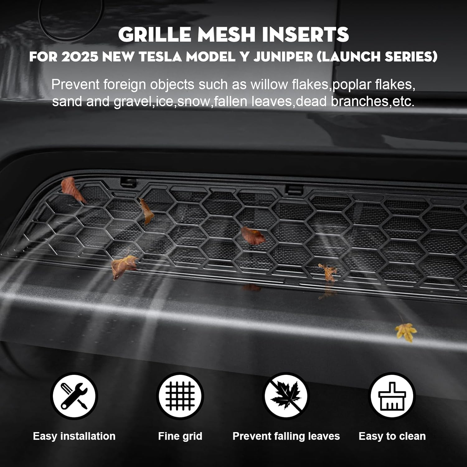 Grille Mesh Inserts for 2025-2026 Tesla New Model Y Front Air Inlet Vent Grille Cover Replacement for New Model Y Juniper (Launch Series) Accessories (Detachable Version) No 3M Sticker Needed image number 4