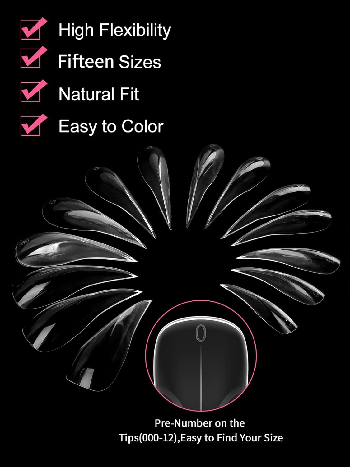 EBANKU 150PCS Poly Gel Nail Forms, Reusable Dual Forms for Polygel Long Mold Acrylic Nail Extension Tool for Home Salon Manicure, 15 Sizes(Eagle Claw) - Stiletto image number 3