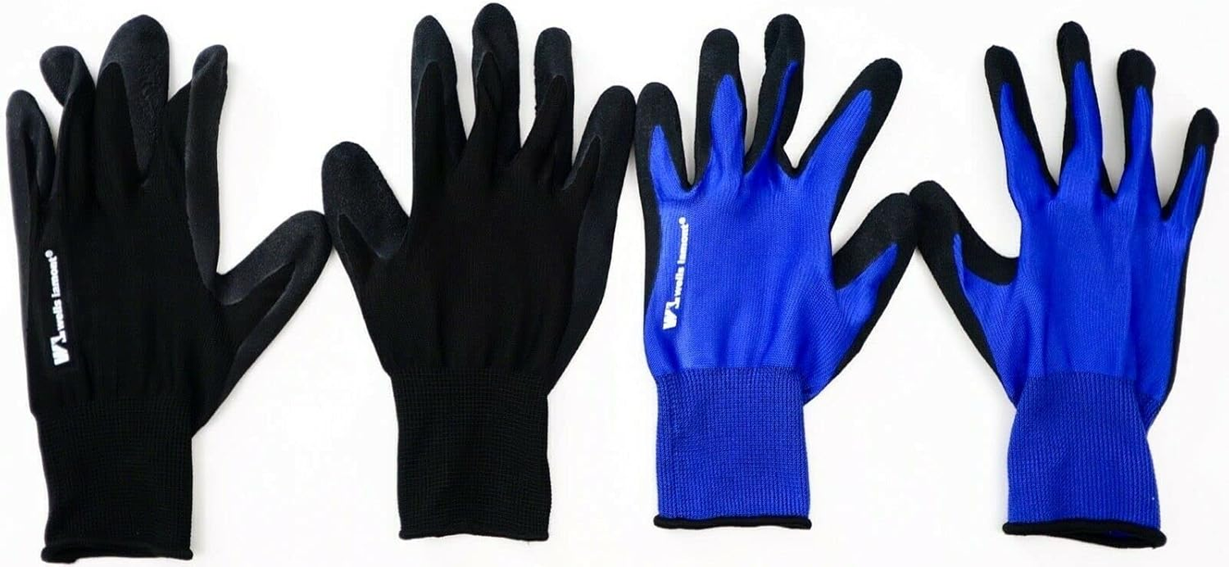 Wells Lamont Men'S Antimicrobial Work Gloves Foam Latex Coating Knit Liner Black/Blue -10 Pairs Large image number 1