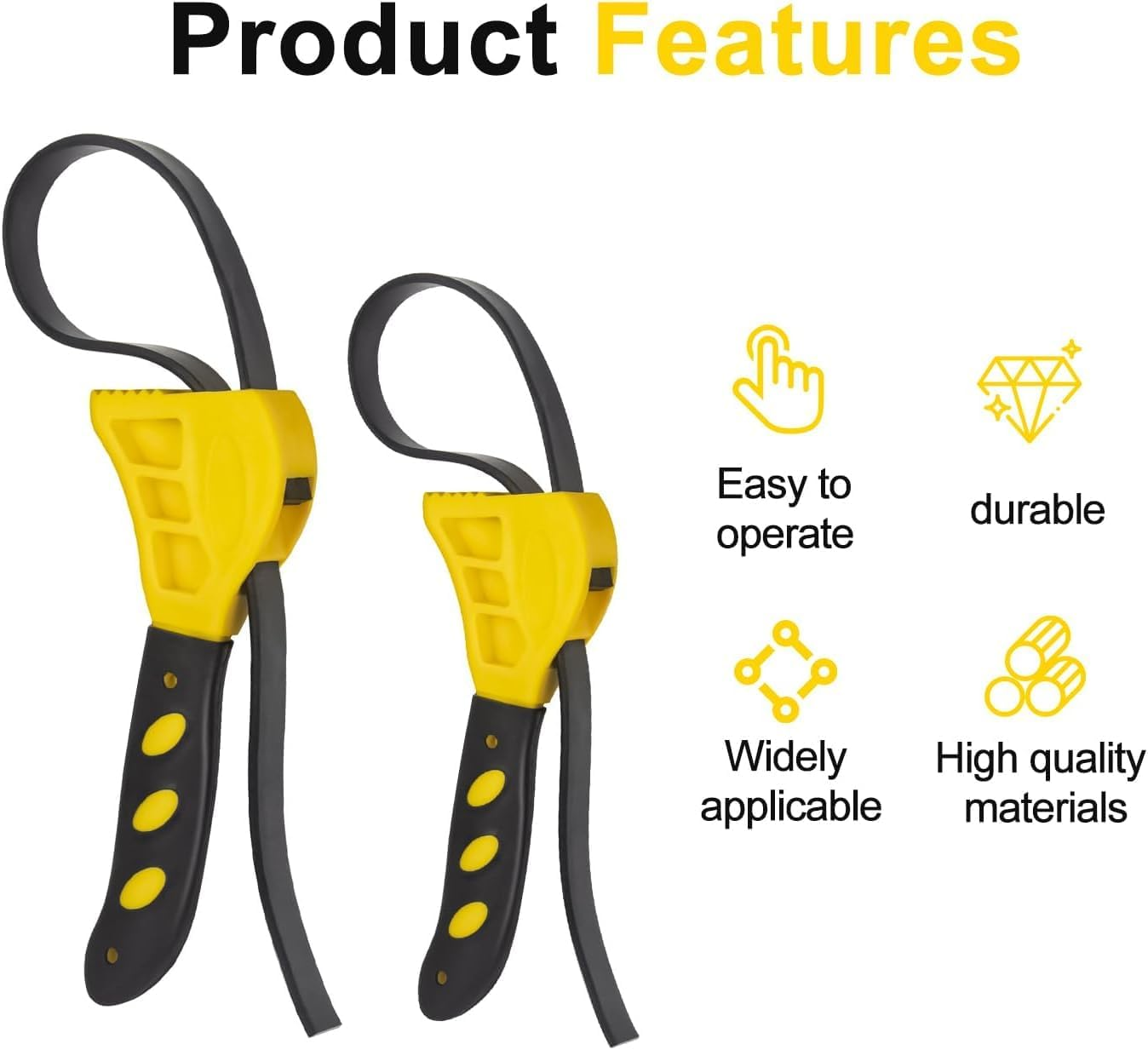 Funcyboo Strap Wrench, 2 Pcs Rubber Strap Adjustable Wrench Set Oil Filter Pipe Jar Opener Belt Wrench for Mechanics Plumbers Car Repair Tool image number 2