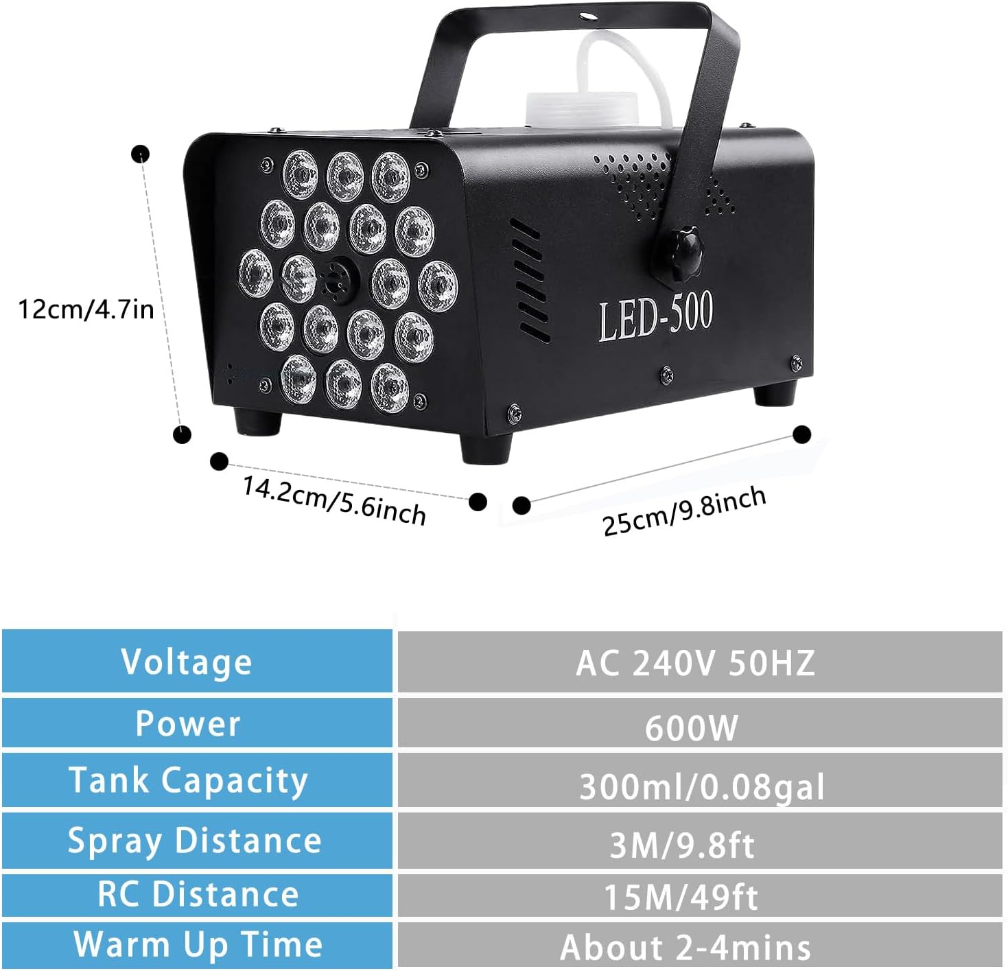 Fog Machine with Light 18 LED Smoke Machine Outdoor for Parties Wedding, 13 Colors Smoke Machine Fog Indoor with 2 Wireless Remote Controls, 500W 2000CFM Outdoor Party Fog Machine for Halloween DJ image number 1