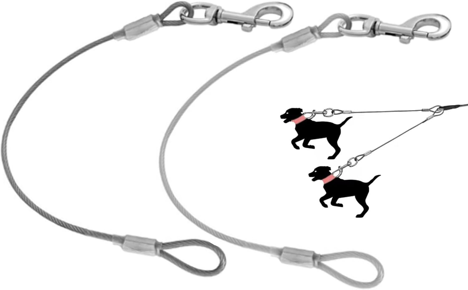 Chew Proof Dog Leash Extension, Support Add to Any Leash (Black+Transparent, 24 Inch/60Cm)
