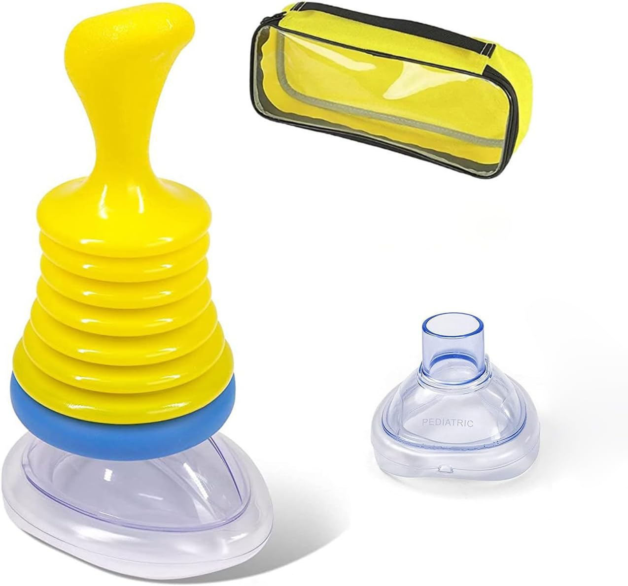 Effective Assist Device Works for Removing Foreign Material, Emergency Airway Clear Device, Anti-Gagging Equipment, Easy to Carry, Safe & Effective to Remove Blocked Objects, Can Be Reused First Aid Home Kit (Transparent&Yellow)