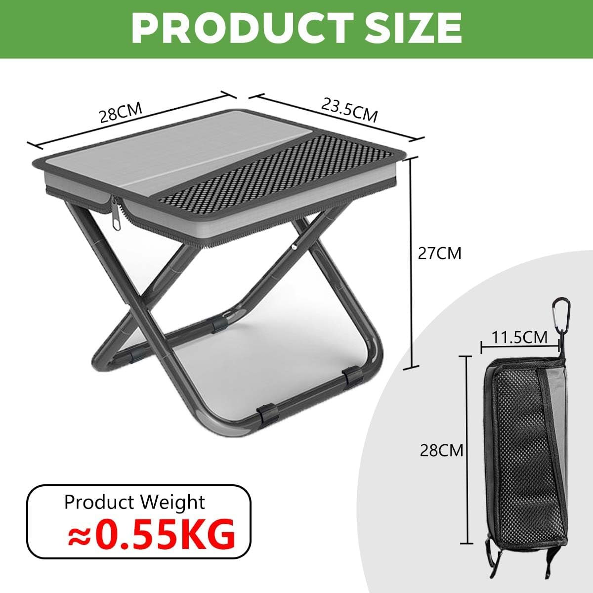 Ultralight Travel Stool - Portable Camping Chair -Folding Handbag-Style Lightweight Camping Stool, Compact Outdoor Seat for Travel, Hiking and More(Grey) image number 6