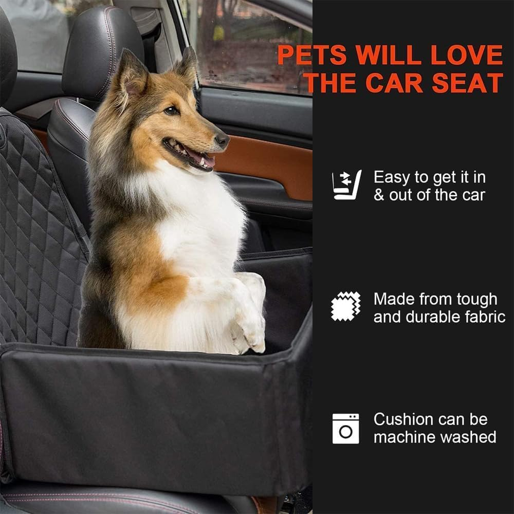 Fohouse Dog Car Seat Cover, Pet Dog Car Seat Cover for Front Seat, Full Protection Dogs Car Seat Cover with Side Flaps, Nonslip Scratchproof Front Seat Cover Fits for Cars, Trucks, Suvs, Jeep image number 5