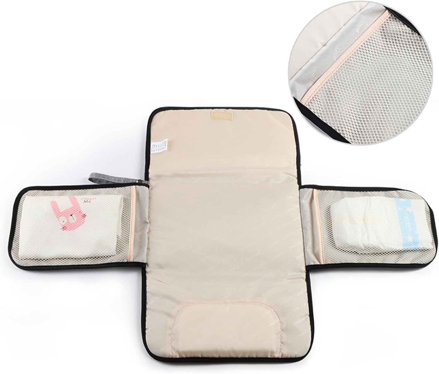 Portable Waterproof Diaper Changing Pad Travel Changing Pad for Newborn with Multiple Pockets image number 3