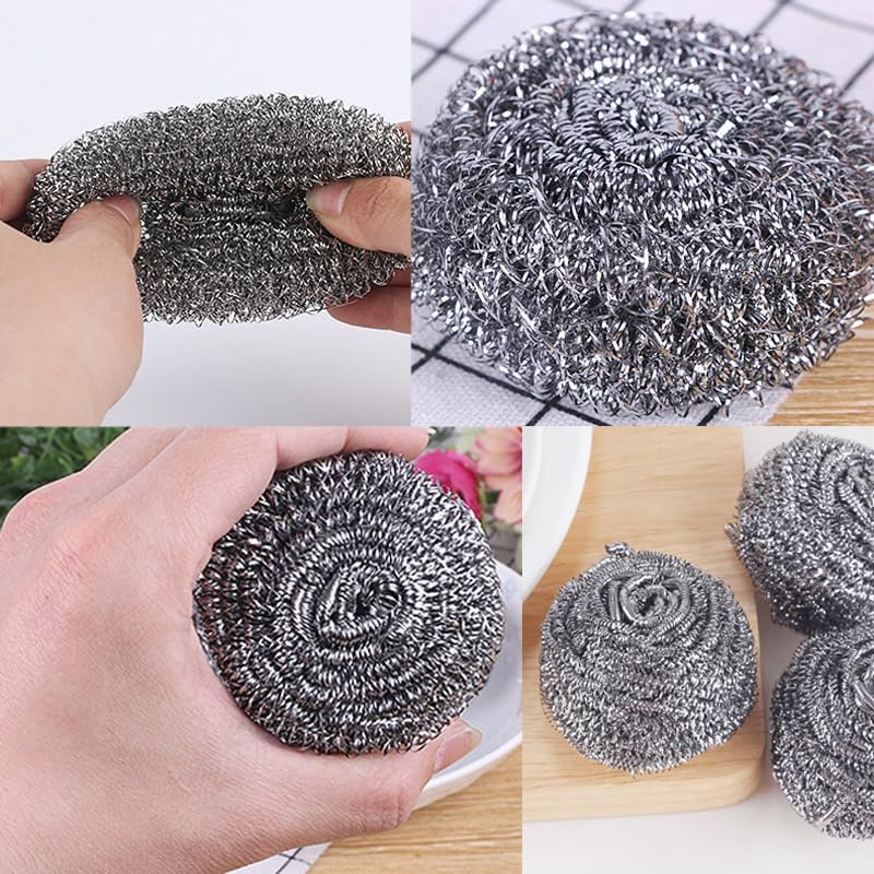 Aoozleny 12Pcs Stainless Steel Cleaning Ball for Cleaning Dishes, Pans, Pots, Ovens, Grills, Sinks - Stainless Steel Wire Ball Kitchen image number 6