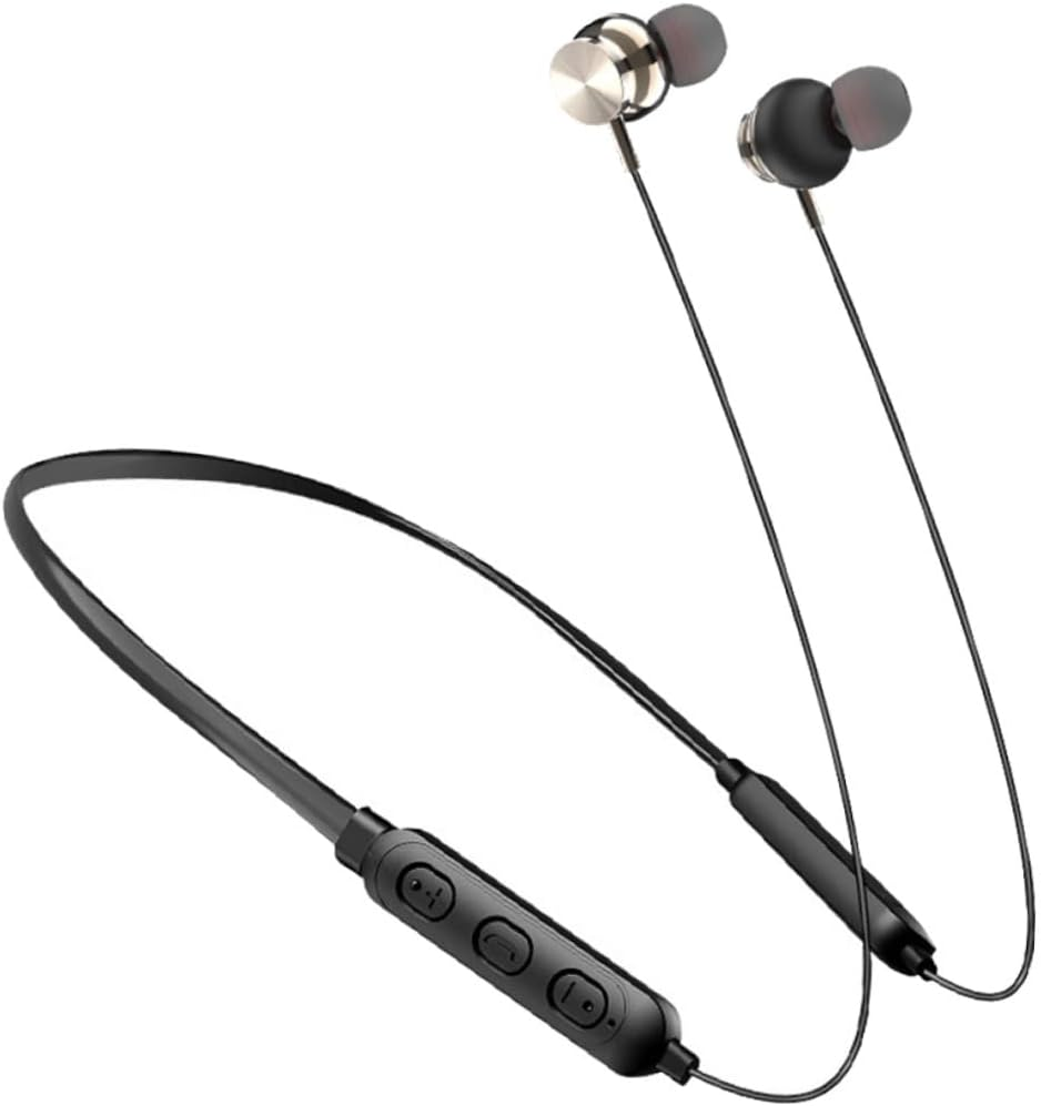 BELLIFFY Wireless 5.0 Neck Hanging Earbuds Stereo Headphones Sweat-Resistant Sports Headset Compact In-Ear Earphones for Active Use Black image number 4