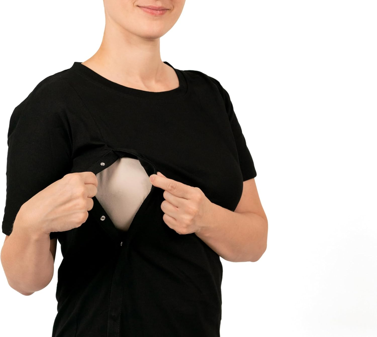 Breastfeeding Cotton T-Shirt &ndash; Easy Access for Nursing Moms, Soft Maternity Tee, Convenient Breastfeeding Top, Discreet & Comfortable Nursing Shirt, New Mom Essentials, Postpartum Clothing for Women image number 1