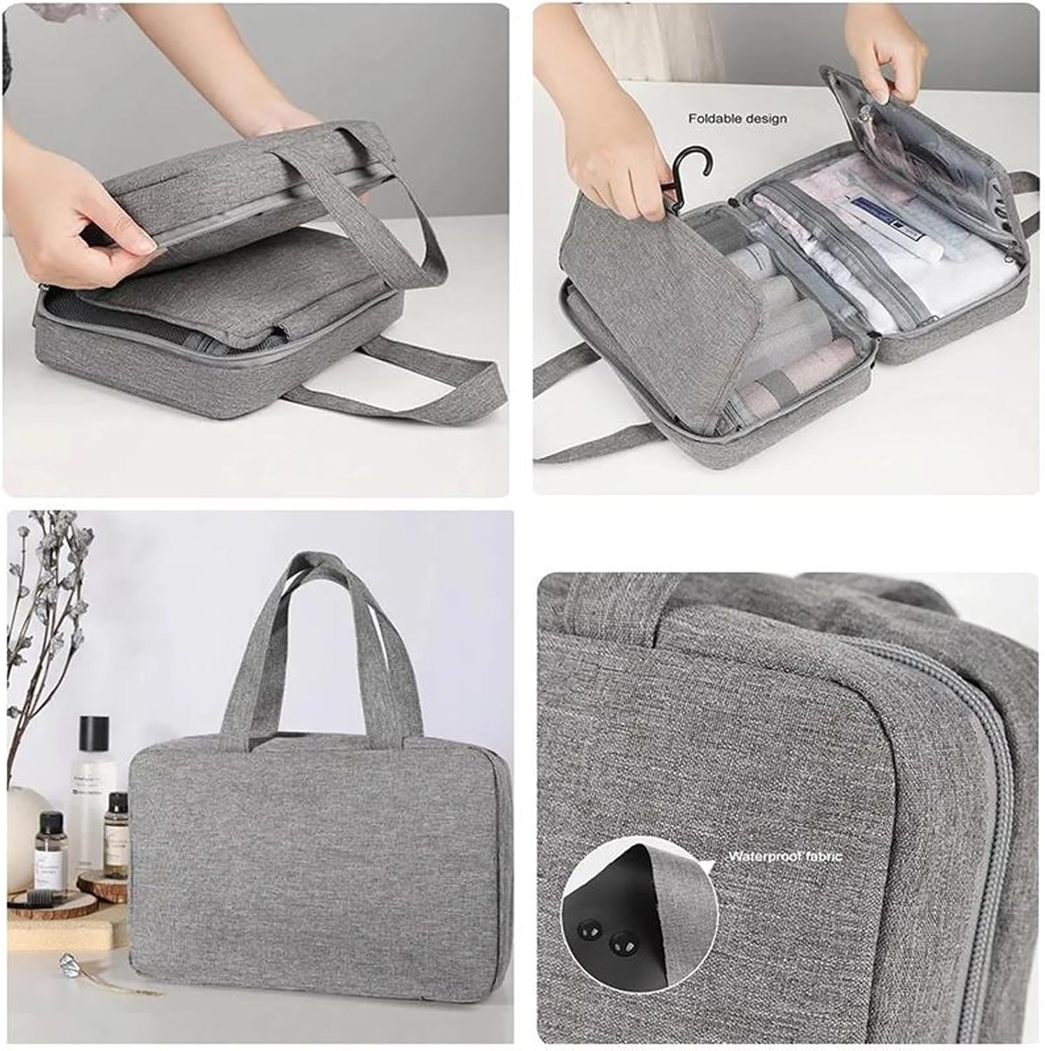 Large Hanging Travel Toiletry Bag with Multiple Compartments, Detachable Cosmetic Pouches, Waterproof Travel Organiser for Men & Women, Portable Travel Accessories image number 6