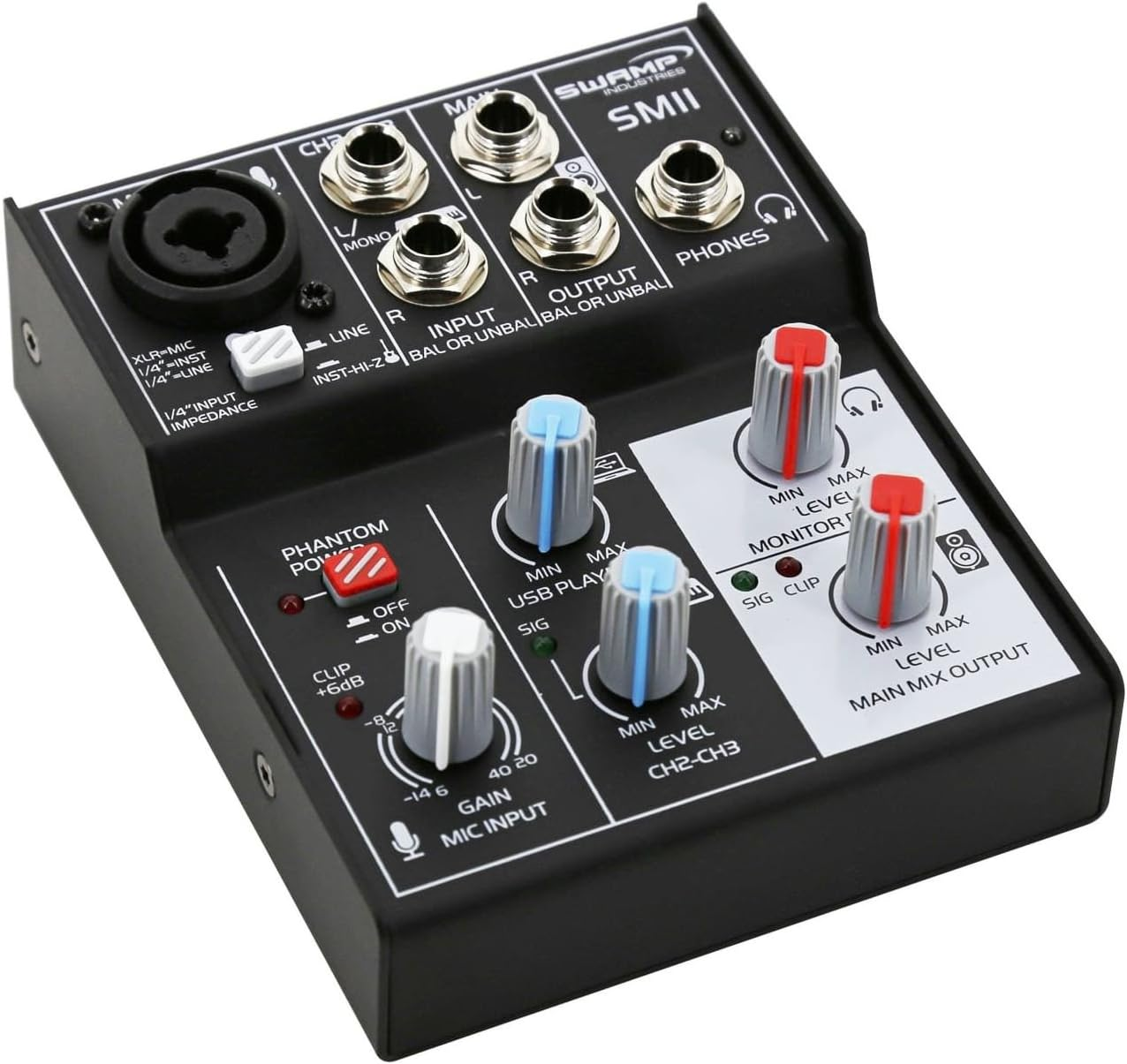 SWAMP 3 Channel Mixer Audio Interface - 1 Mic Preamp - USB Record/Playback image number 4