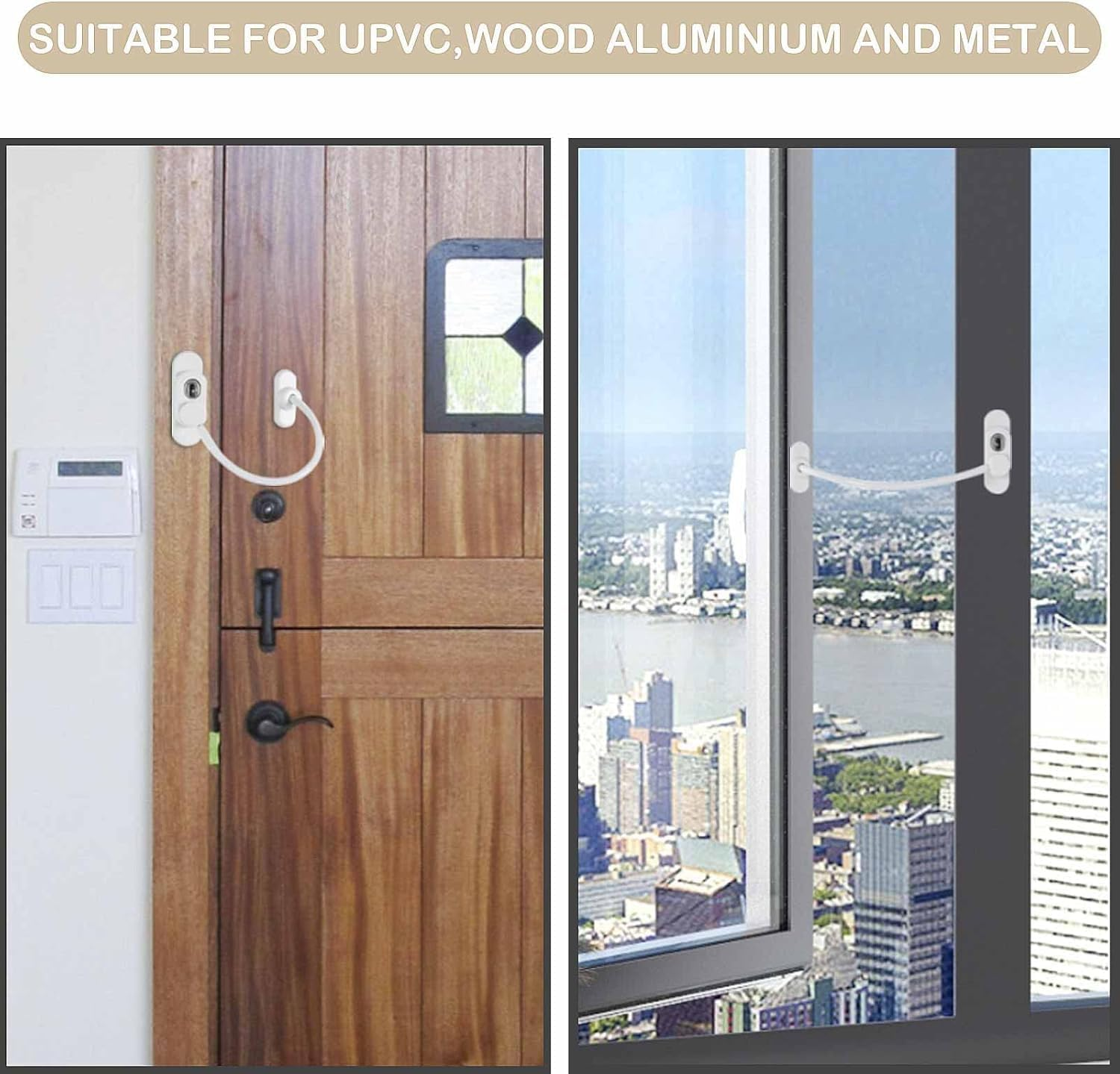 4Pcs Window Door Wire Cable Restrictor Security Locks, Window Safety Locks Wire Cable with Screws and Keys, UPVC Children Window Security Wire Latch Cable Restrictor Lock with Keys image number 1