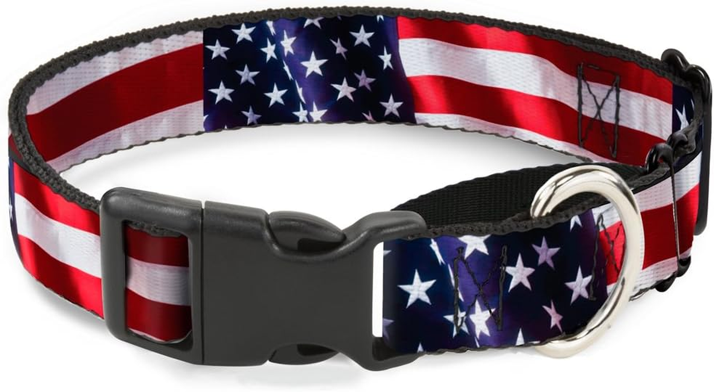 Buckle-Down American Flag Vivid Close-Up Martingale Dog Collar, 1" Wide-Fits 11-17" Neck-Medium image number 2