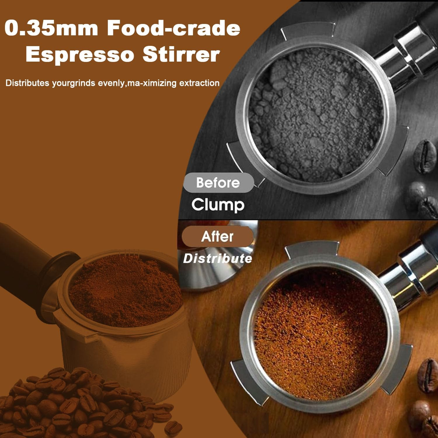 51Mm Espresso Accessories Kit - Calibrated Spring-Loaded Tamper (30Lbs), WDT Tool with 0.35Mm Needles & Magnetic Dosing Funnel | Barista-Grade Set for 51Mm Portafilters & Espresso Machines image number 1