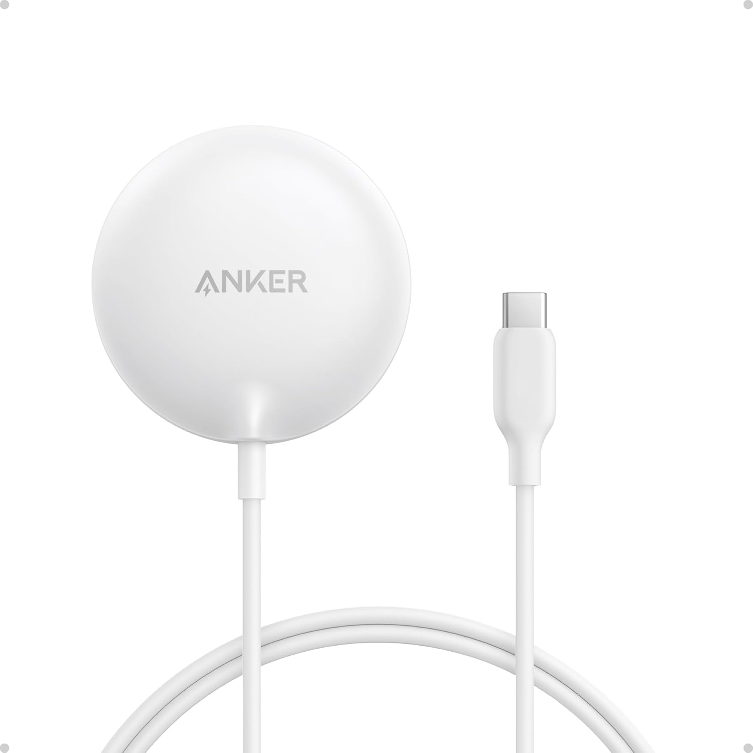 Anker Zolo Magnetic Wireless Charger, Qi2 Certified 15W Magsafe-Compatible Wireless Charging Pad, for Iphone 17/16/15/14/13/12 Series, Airpods, and More (Not for Pixel, Adapter Not Included)