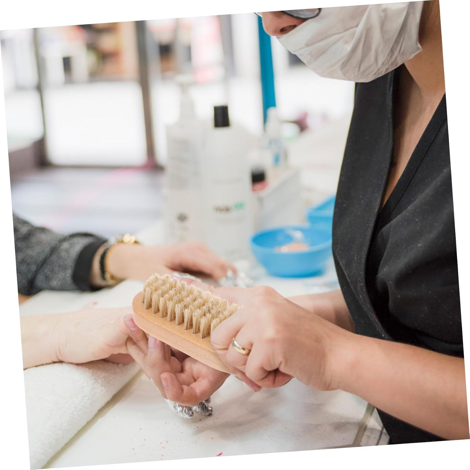 LOORGVEL 1Pc Wooden Nail Brush Natural Boar Bristles for Fingernail Cleaning Lightweight Design for Home Nail Care Art Wood image number 6