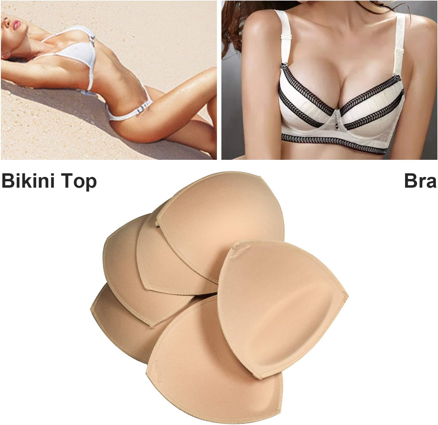 Topbine Bra Pads, Bra Padding, Removable Sports Bra Pads, Used for Swimwear and Bikinis
