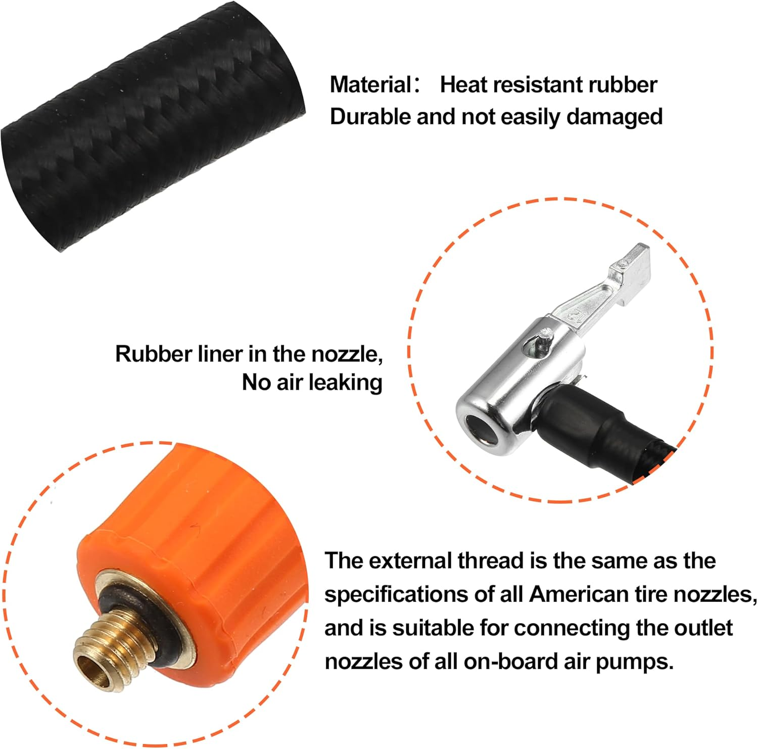 X AUTOHAUX 80Cm Tire Inflator Extension Hose with Metal Lock Chuck Adapter Convert to Lock on Connection Air Pump Tube Tire Valve Connection Pipe for Car Truck Bike MTB Nylon Zinc Alloy image number 1