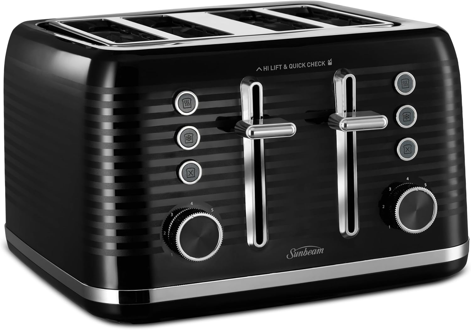 Sunbeam Rise and Shine Kettle and Toaster Set | 4 Slice Toaster and Kettle Set, 1.7L Kettle Capacity, 2400W Electric Kettle, 7 Browning Toaster Settings, High-Lift Toaster Lever, Black PUP3100BK image number 1