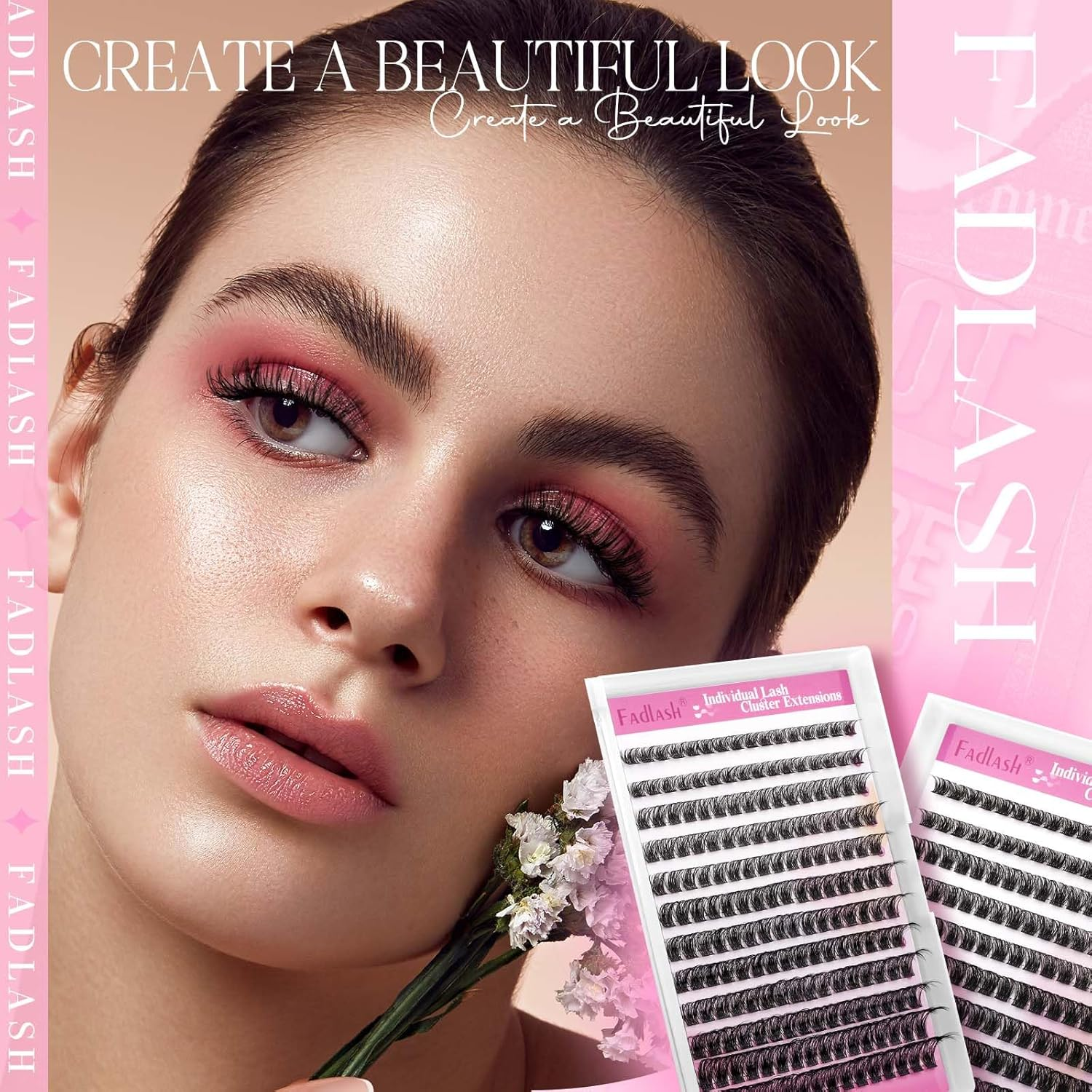 FADLASH Lash Clusters Volume Fluffy Lash Clusters 8-16Mm Waterproof Lashes Comfortable Cluster Lashes DIY Reusable Cluster Eyelash Extensions for Beginners at Home