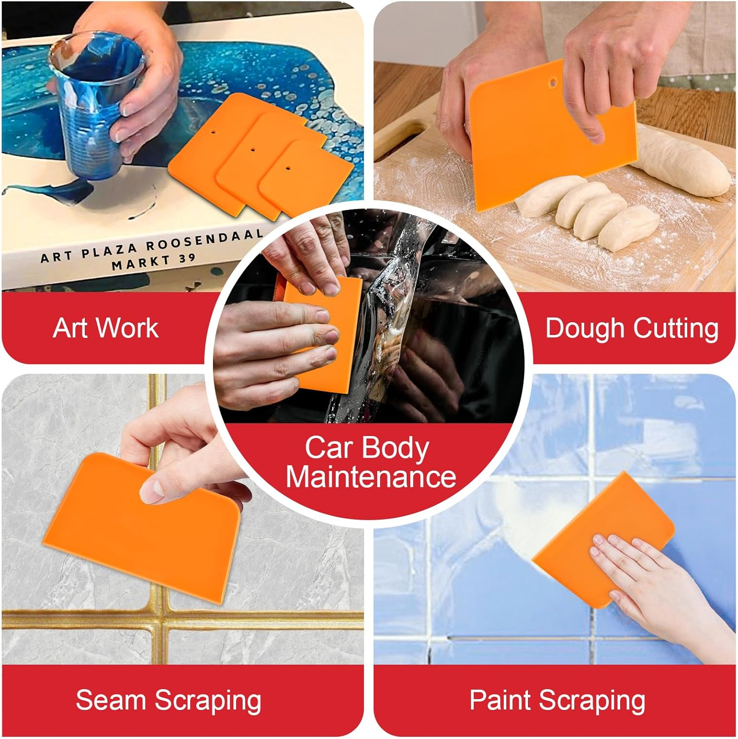 27 Pcs Body Filler Spreaders, 4, 5, 6 Inch Auto Plastic Putties Spreader, Automotive Body Fillers for Applying Fillers, Putties, Glazes, Caulks, Paint image number 4