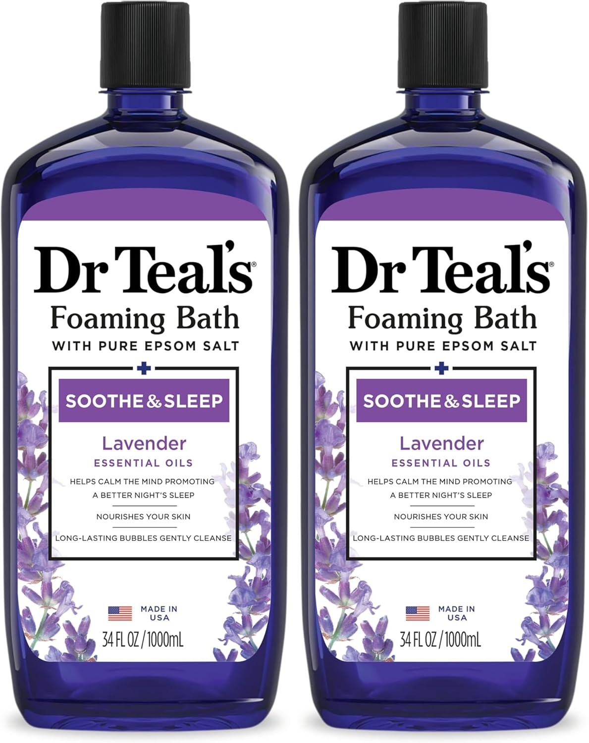 Dr Teal'S Pure Epsom Salt Foaming Bath with Lavender, 1 L (Pack of 2) image number 4