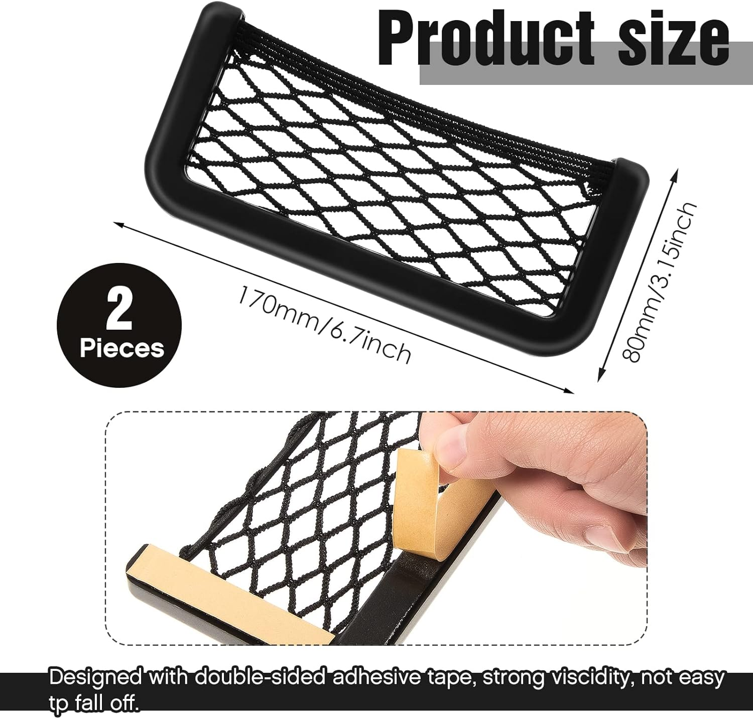 Frienda 2 Pcs ABS Plastic Frame Car Storage Net Bag Phone Car Mesh Net Holder RV Storage Boat Cargo Pocket Organizer Framed Mesh Pocket with Screws for Auto RV (6.7 X 3.15 Inch) image number 4